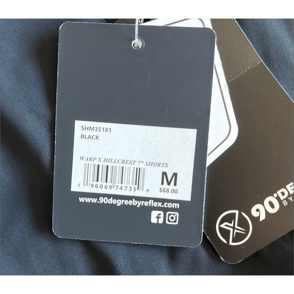 90 Degree Hillcrest Warp X Shorts Men’s M Black 7” Stretch New with tags - Picture 7 of 7
